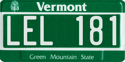 VT license plate LEL181