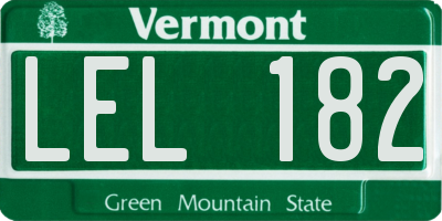 VT license plate LEL182
