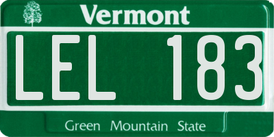 VT license plate LEL183