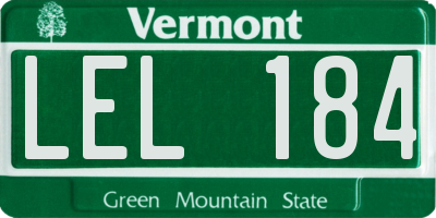 VT license plate LEL184