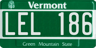 VT license plate LEL186
