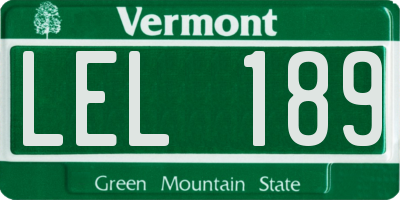 VT license plate LEL189