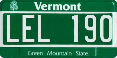 VT license plate LEL190