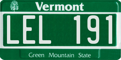 VT license plate LEL191