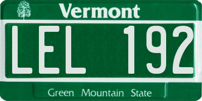 VT license plate LEL192
