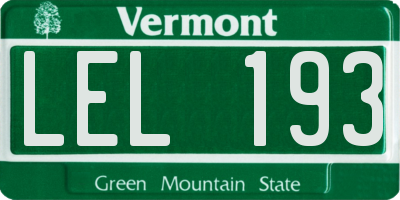 VT license plate LEL193