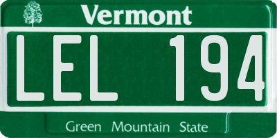 VT license plate LEL194