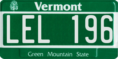 VT license plate LEL196