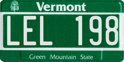 VT license plate LEL198