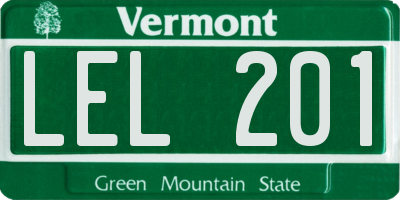 VT license plate LEL201