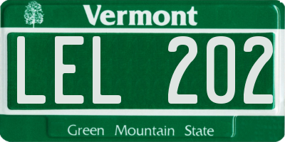 VT license plate LEL202