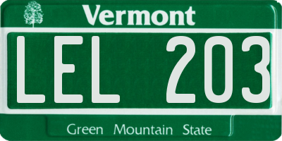 VT license plate LEL203