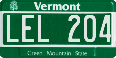 VT license plate LEL204