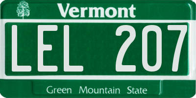 VT license plate LEL207