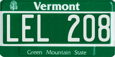 VT license plate LEL208