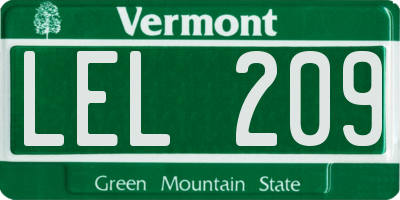 VT license plate LEL209