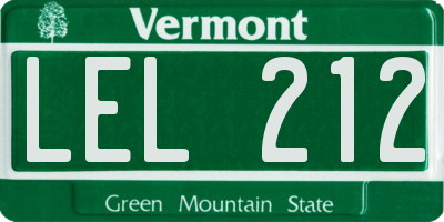 VT license plate LEL212