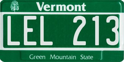 VT license plate LEL213