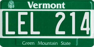 VT license plate LEL214