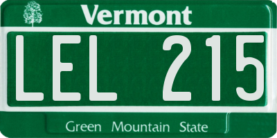VT license plate LEL215