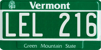 VT license plate LEL216
