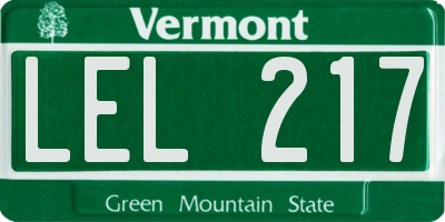 VT license plate LEL217