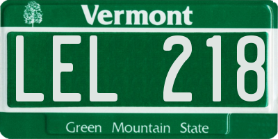 VT license plate LEL218