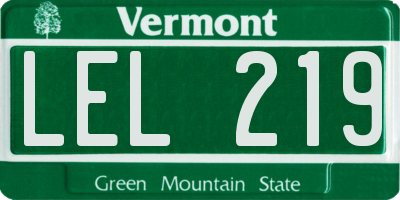 VT license plate LEL219