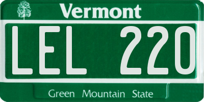 VT license plate LEL220