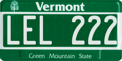 VT license plate LEL222