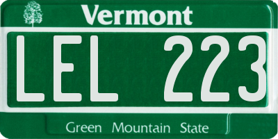 VT license plate LEL223