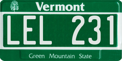 VT license plate LEL231