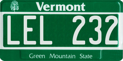 VT license plate LEL232