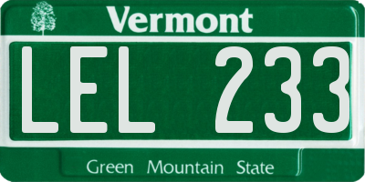VT license plate LEL233