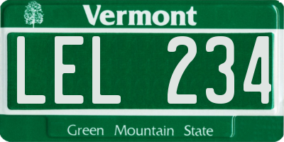 VT license plate LEL234