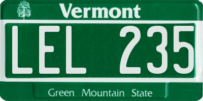 VT license plate LEL235