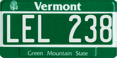 VT license plate LEL238