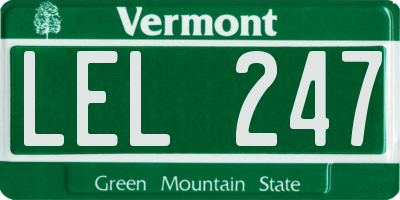 VT license plate LEL247