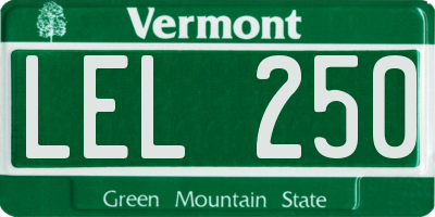 VT license plate LEL250