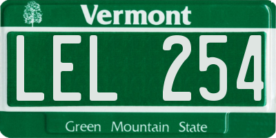 VT license plate LEL254