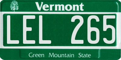 VT license plate LEL265