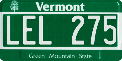 VT license plate LEL275