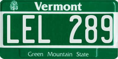 VT license plate LEL289