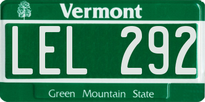 VT license plate LEL292