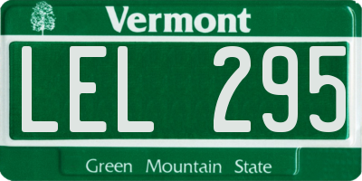 VT license plate LEL295