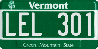 VT license plate LEL301