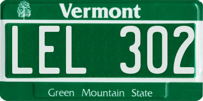 VT license plate LEL302