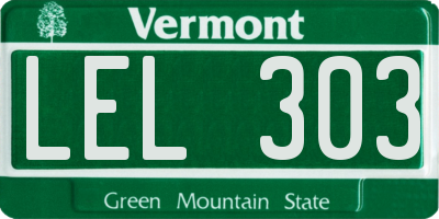 VT license plate LEL303
