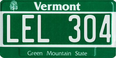 VT license plate LEL304
