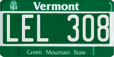 VT license plate LEL308